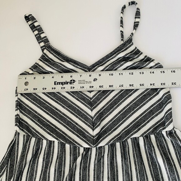 Universal Thread Mini Dress M Charcoal Stripe VNeck Preppy Neutral Minimalist - Picture 6 of 12